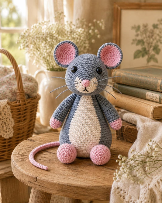 Crochet Mouse Plush, Handmade Amigurumi Mouse, Cute Stuffed Animal, Nursery Decor, Mouse Lover Gift, Cottagecore Decor, Birthday Gift