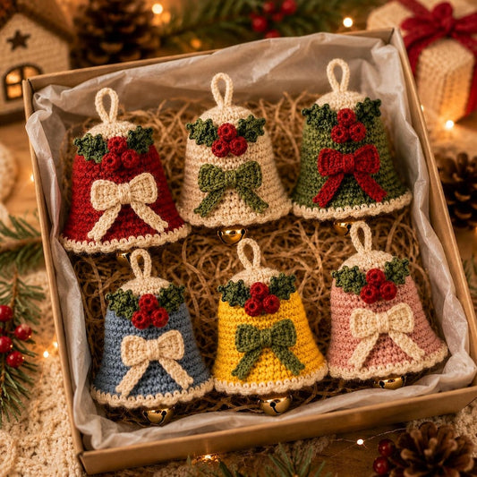 Crochet Christmas Bell Ornament, Handmade Bell Decoration, Christmas Tree Hanging, Holiday Gift, Crochet Bell, Xmas Ornament