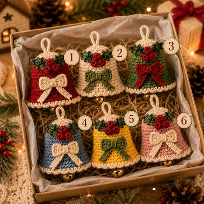 Crochet Christmas Bell Ornament, Handmade Bell Decoration, Christmas Tree Hanging, Holiday Gift, Crochet Bell, Xmas Ornament
