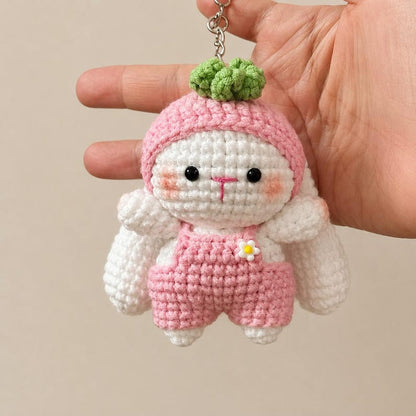 Crochet Cute Bunny In Overalls Keychain, Handmade Mini Crochet Amigurumi Bunny, Rabbit Stuffed Animal, Cute Bag Charm, Bunny Lover Gift