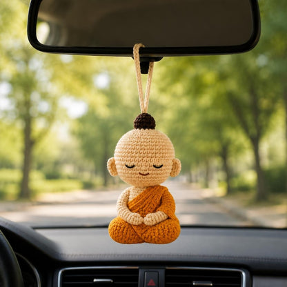 Handmade Crochet Buddha Doll, Mini Meditation Amigurumi, Mindfulness Gift, Yoga Room Decor