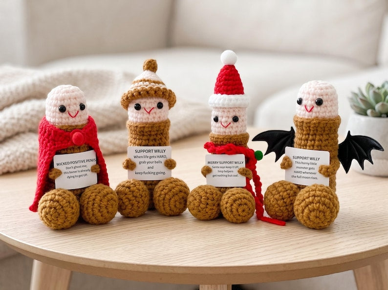 Personalized Crochet Plush Toy, Funny Handmade Doll, Quirky Gag Gift, Silly Novelty Gift for Friends, Cute Desk Decor, Unique Handmade Gift