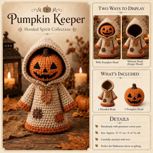 Crochet Pumpkin Doll, Hooded Jack O Lantern Halloween Decor, Handmade Fall Shelf Sitter, Pumpkin Lover Gift