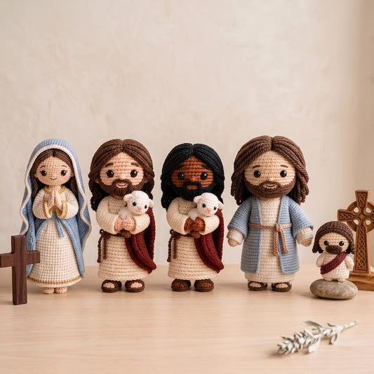 Crochet Jesus and Virgin Mary Dolls, Handmade Christian Amigurumi, Catholic Amigurumi  Prayer Doll, Marian Decor