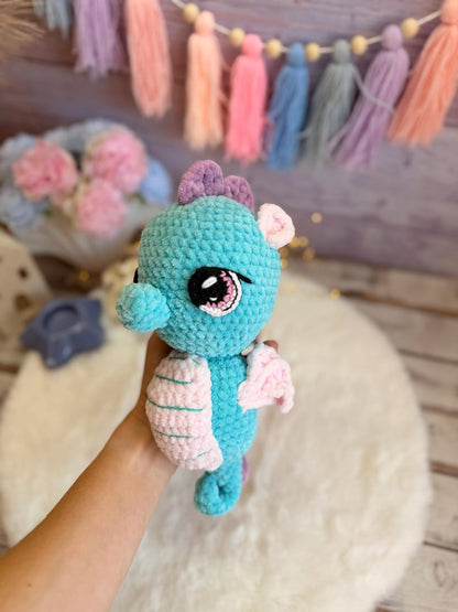 Crochet Seahorse Decor, Handmade Ocean Keepsake, Coastal Crochet Animal, Beach House Decor, Sea Life Gift
