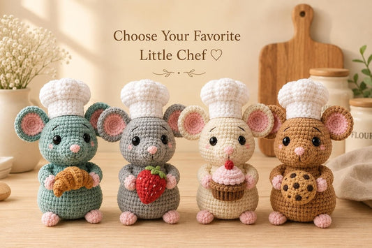 Crochet Chef Mouse, Handmade Amigurumi Mouse, Cute Kitchen Decor, Bakery Gift, Little Chef Doll, Mouse Lover Gift, Crochet Food Plush
