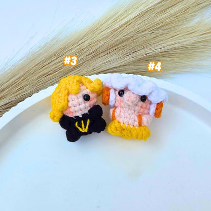 Crochet Anime Pirate Boy Car Hanging, Handmade Amigurumi Rearview Mirror Charm, Cute Crochet Doll Ornament, Pirate Adventure Characters