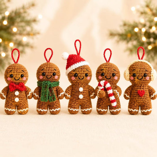 Crochet Gingerbread Ornament | Handmade Christmas Tree Decoration | Cute Amigurumi Holiday Gift