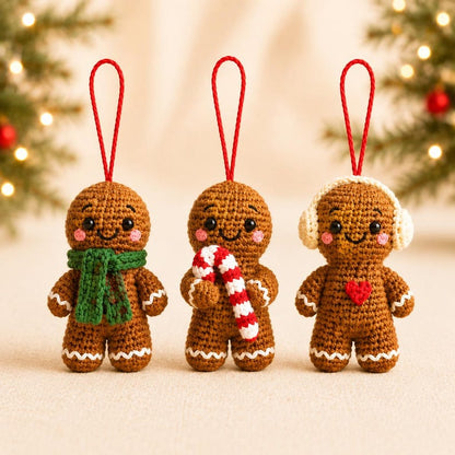 Crochet Gingerbread Ornament | Handmade Christmas Tree Decoration | Cute Amigurumi Holiday Gift