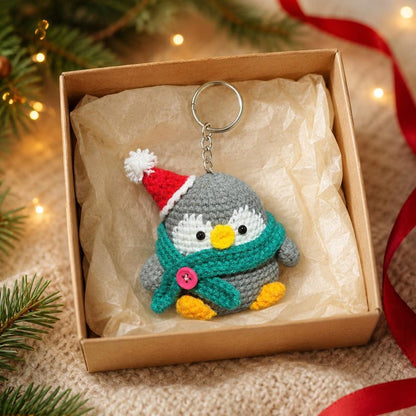 Amigurumi Penguin Keychain | Small Crochet Christmas Gift | Winter Ornament and Cute Backpack Charm