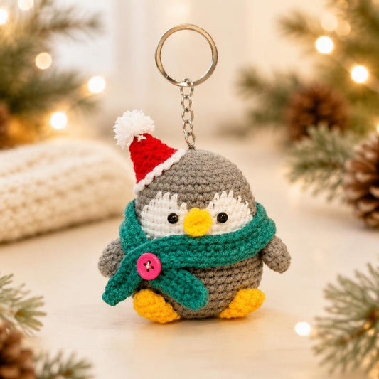 Amigurumi Penguin Keychain | Small Crochet Christmas Gift | Winter Ornament and Cute Backpack Charm