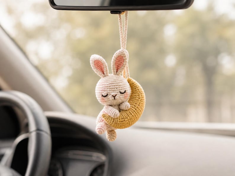 Capybara Crochet Car Hanging Ornament, Rearview Mirror Charm, Cute Amigurumi Animal Car Decor, Handmade New Driver Gift, Choose Your Animal