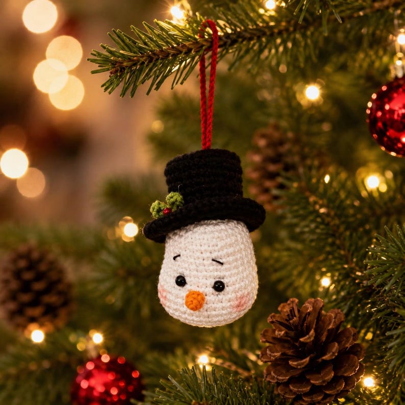 Crochet Christmas Ornament, Santa Snowman Elf Ornament, Handmade Tree Decoration, Holiday Hanging Decor, Christmas Gift