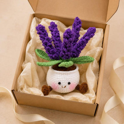 Crochet Lavender Plant | Handmade Lavender Flower Pot | Cute Amigurumi Desk Decor | Gift for Plant Lover