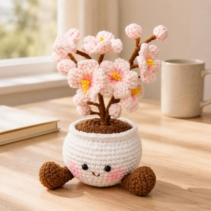 Crochet Sakura Tree | Handmade Cherry Blossom Pot | Cute Desk Decor | Japanese Inspired Gift for Her