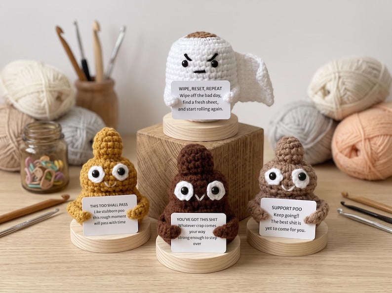 Funny Crochet Doll, Handmade Plush Toy, Silly Novelty Gift, Quirky Desk Decor, Funny Gift for Friends, Unique Handmade Gift