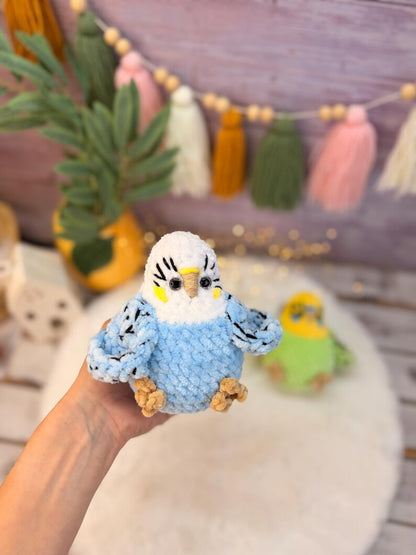 Budgie Plush, Parakeet Amigurumi, Handmade Bird Plush, Stuffed Budgerigar Gift, Crochet Bird Decor