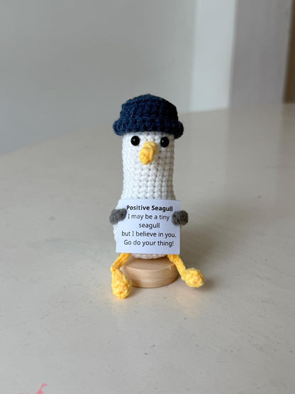 Crochet Seagull Support Inspirational, Positive Seagull, Crochet Animal Gifts, Funny Desk Decor, Birthday Gift For Friends Family Coworker