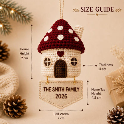 Personalized Family Christmas Ornament, Crochet House Ornament, Custom Family Name Ornament, First Home Christmas Gift, Home Keepsake 2026