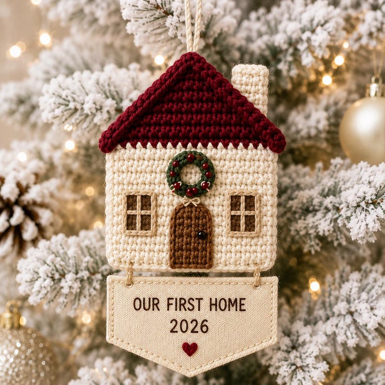 Our First Home 2026 Crochet Ornament, New Home Christmas Ornament, First Christmas in New Home Gift, Housewarming Gift, Handmade Keepsake