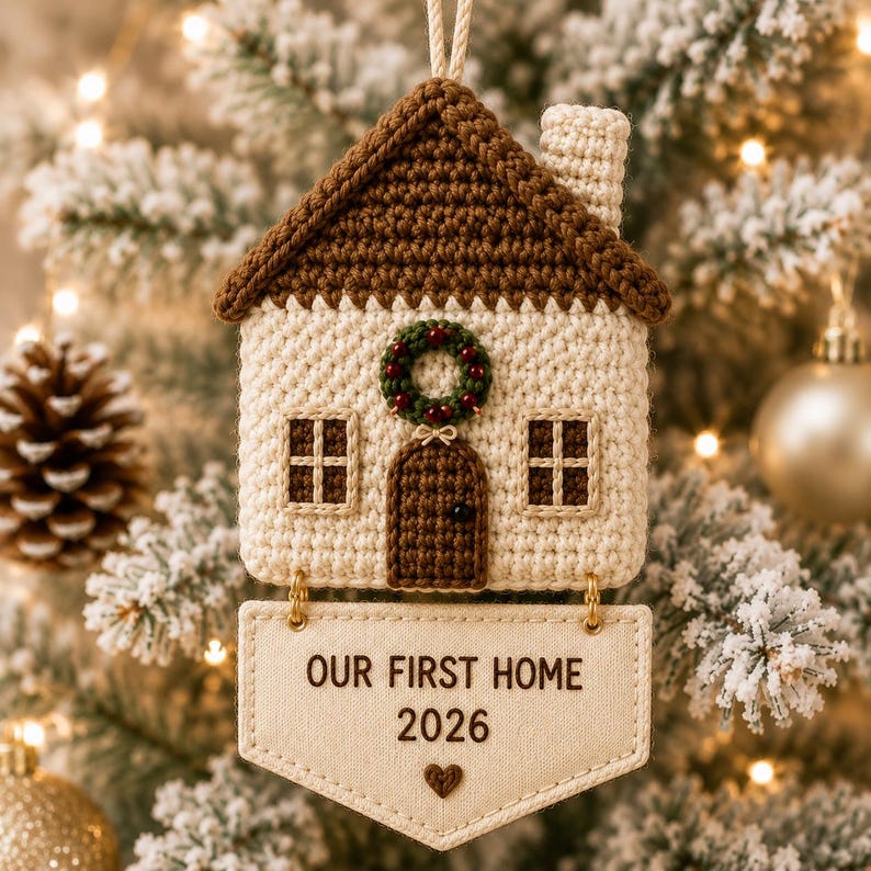 Our First Home 2026 Crochet Ornament, New Home Christmas Ornament, First Christmas in New Home Gift, Housewarming Gift, Handmade Keepsake