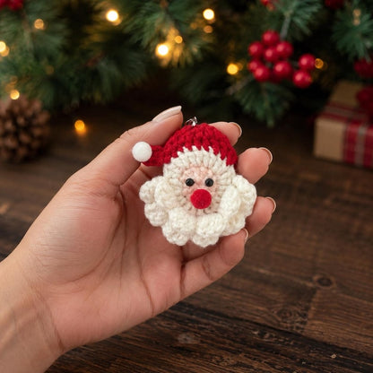 Crochet Christmas Keychain Set, Handmade Xmas Bag Charm, Santa Snowflake Gingerbread, Cute Stocking Stuffer, Secret Santa Gift