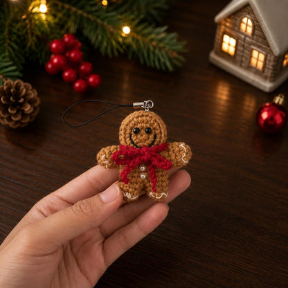 Crochet Christmas Keychain Set, Handmade Xmas Bag Charm, Santa Snowflake Gingerbread, Cute Stocking Stuffer, Secret Santa Gift