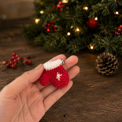 Crochet Christmas Keychain Set, Handmade Xmas Bag Charm, Santa Snowflake Gingerbread, Cute Stocking Stuffer, Secret Santa Gift