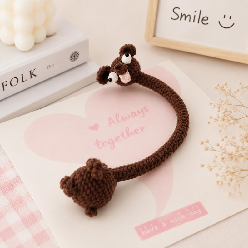 Long Neck Dog Bag Charm, Handmade Amigurumi Purse Accessory, Cute Backpack Hanger, Gift for Dog Lover, Cute Gift for Her, Friend Gift