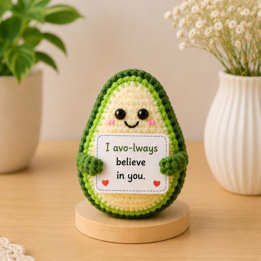Crochet Avocado Encouragement Gift, Positive Affirmation Desk Decor, Cute Amigurumi Keepsake, Best Friend Coworker Family Graduation Present