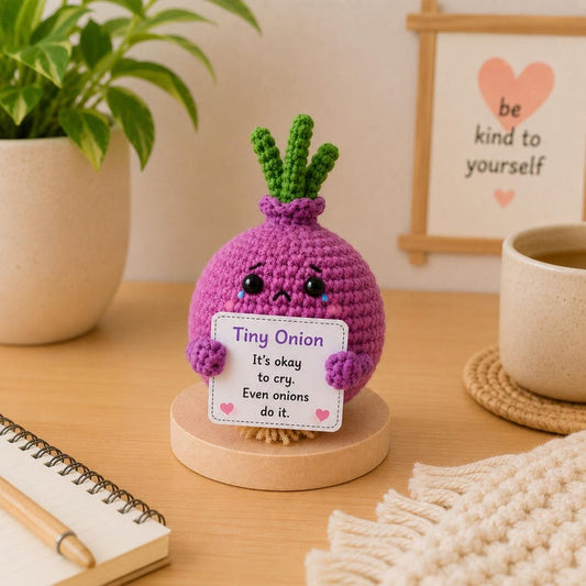 Crochet Onion Encouragement Gift, Positive Affirmation Desk Decor, Cute Amigurumi Keepsake, Best Friend Coworker Family Graduation Present