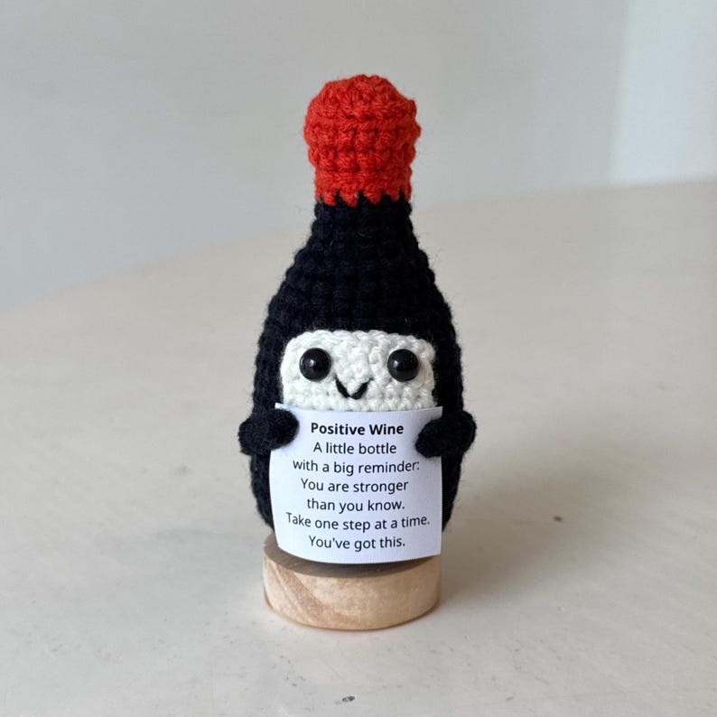 Crochet Wine Bottle, Positive Gift, Encouragement Gift, Handmade Wine Lover Gift, Funny Office Decor, Crochet Bottle Decor, Coworker Gift