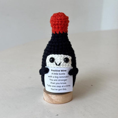 Crochet Wine Bottle, Positive Gift, Encouragement Gift, Handmade Wine Lover Gift, Funny Office Decor, Crochet Bottle Decor, Coworker Gift