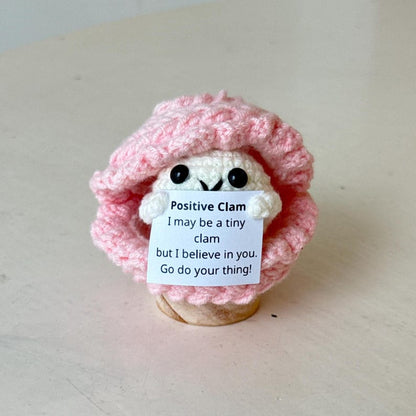 Crochet Clam Support Inspirational, Positive Clam, Sea Animal Gifts, Funny Desk Decor, Healing Gift, Birthday Gift For Friends, Family