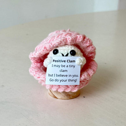 Crochet Clam Support Inspirational, Positive Clam, Sea Animal Gifts, Funny Desk Decor, Healing Gift, Birthday Gift For Friends, Family