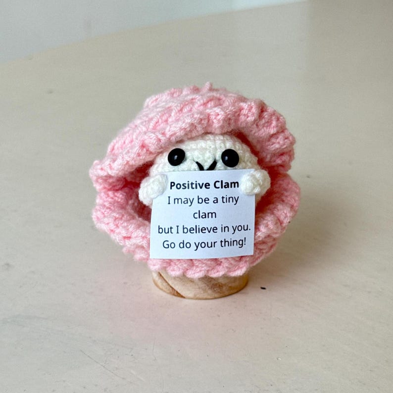 Crochet Clam Support Inspirational, Positive Clam, Sea Animal Gifts, Funny Desk Decor, Healing Gift, Birthday Gift For Friends, Family