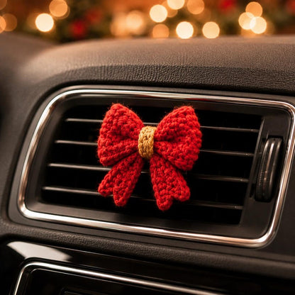 Crochet Christmas Car Vent Charm, Holiday Car Decor, Handmade Vent Clip, Christmas Ornament, Stocking Wreath Candy Cane Gift