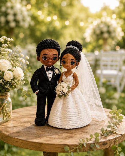Handmade Crochet Wedding Couple, Personalized Bride and Groom Crochet Wedding Doll, Personalized Anniversary Gift for Couples, Wedding Gift