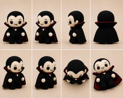 Halloween Crochet Dolls: Green Monster, Vampire, Mummy, Pumpkin & Skeleton, 12 cm Amigurumi Decor