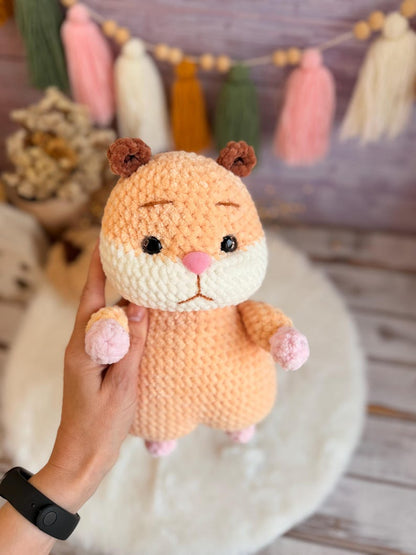 Crochet Hamster Decor, Plush Animal Figure, Handmade Home Decor, Cute Hamster Keepsake