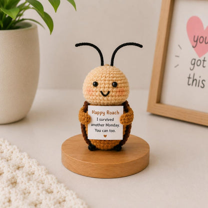 Crochet Roach Gift, Funny Encouragement Plush, Monday Survival Desk Buddy, Positive Humor Gift for Coworker Friend Student Office