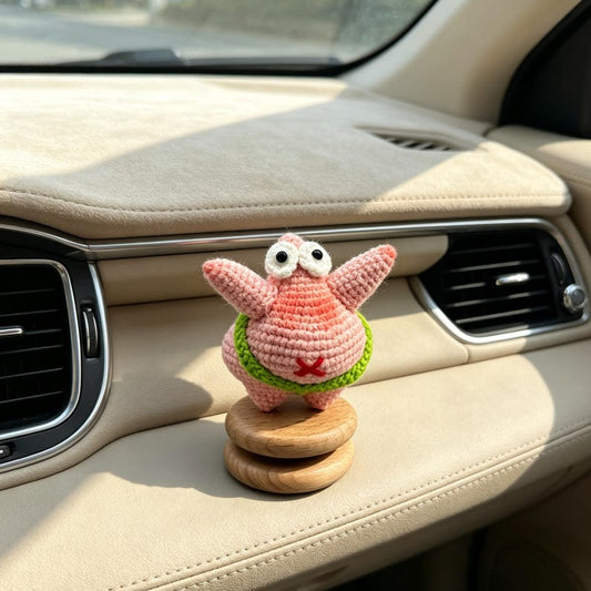 Handmade Crochet Car Dashboard Figurine Knitted Tabletop Ornament Unique Handcrafted Trinket for vehicle interior home display moments