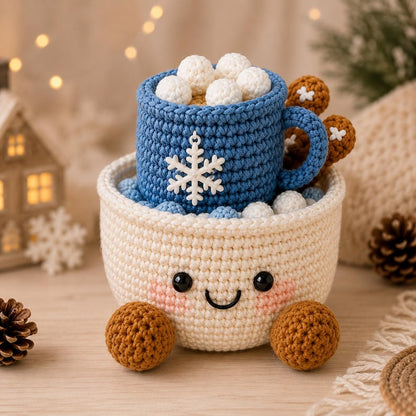 Crochet Christmas Basket, Winter Crochet Decor, Handmade Holiday Storage Basket, Snowman Gift Basket, Xmas Desk Decor, Cozy Winter Gift