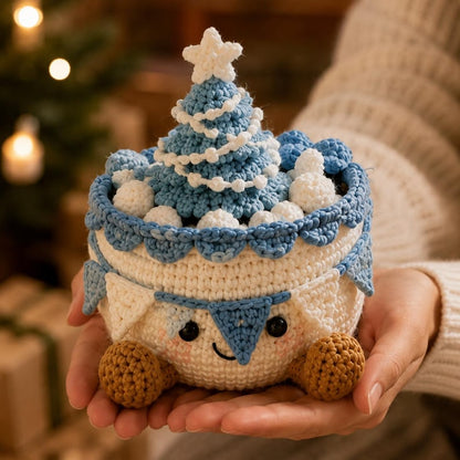 Crochet Christmas Basket, Winter Crochet Decor, Handmade Holiday Storage Basket, Snowman Gift Basket, Xmas Desk Decor, Cozy Winter Gift