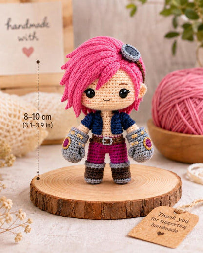 League of Legends Inspired Crochet Doll, Handmade Champion Amigurumi, Mini Gamer Gift, Gaming Desk Decor