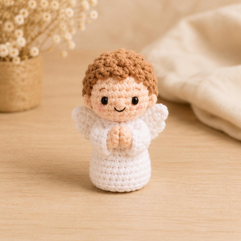 Guardian Angel Crochet Doll, Handmade Christian Amigurumi, Baptism and First Communion Gift