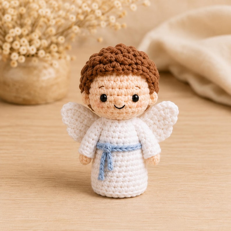 Guardian Angel Crochet Doll, Handmade Christian Amigurumi, Baptism and First Communion Gift