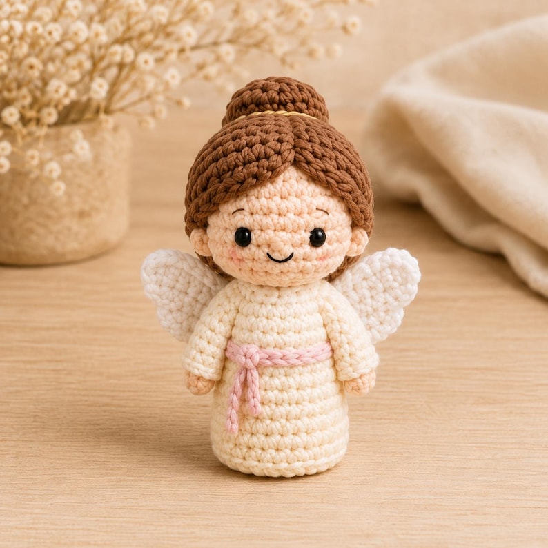 Guardian Angel Crochet Doll, Handmade Christian Amigurumi, Baptism and First Communion Gift