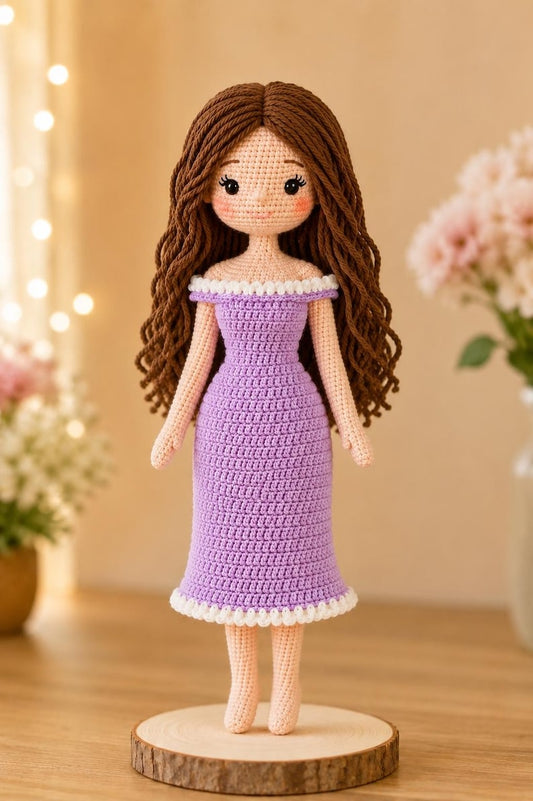 Handmade Crochet Girl Doll, Amigurumi Doll in Colorful Dress, Cute Yarn Doll, Nursery Decor, Birthday Gift for Girl, Handmade Keepsake
