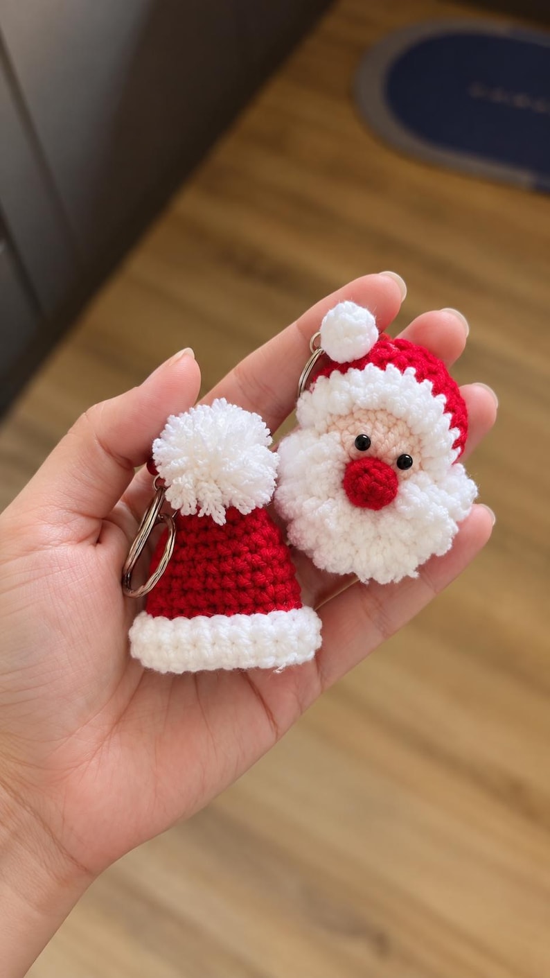Santa Claus Crochet Keychain | Christmas Ornament, Bag Charm, Tree Decor, Stocking Stuffer, Xmas Gift